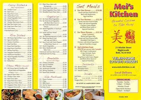 Meis kitchen - View the Menu of Mei’s Kitchen Orlando in 10169 University Blvd, Orlando, FL. Share it with friends or find your next meal. Asian Fusion Restaurant